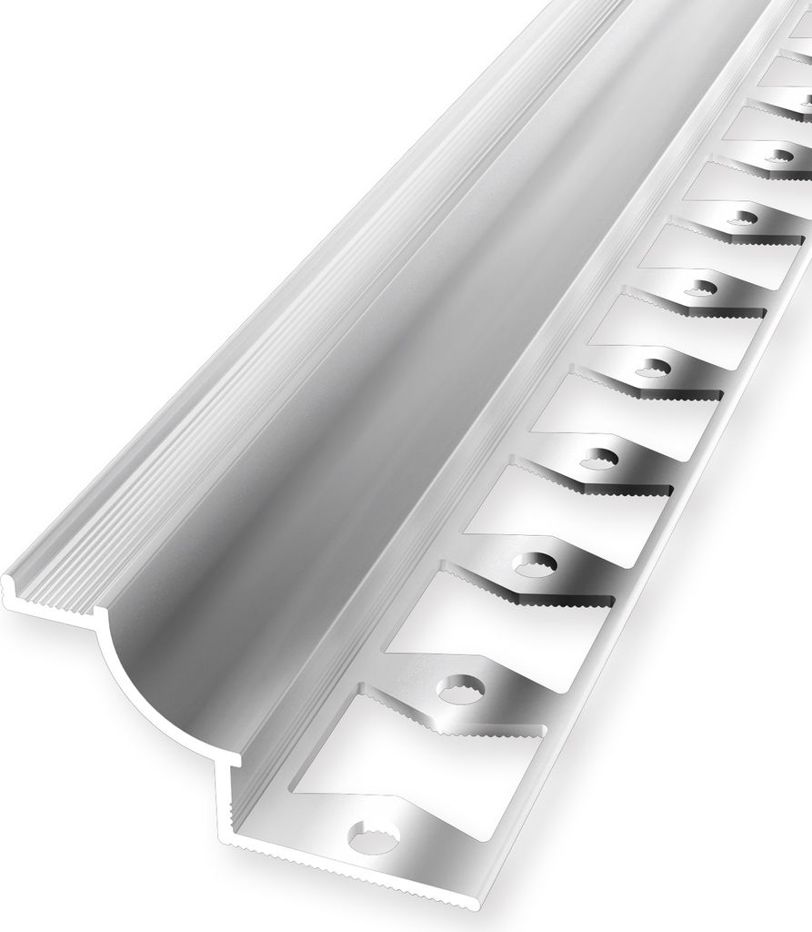 Hohlkehlprofil 8 x 40 x 2500 mm Wandkantenprofil Einfasshöhe 8 mm Aluminium Geschlossen Gestanzt Silber Glanz Küberit