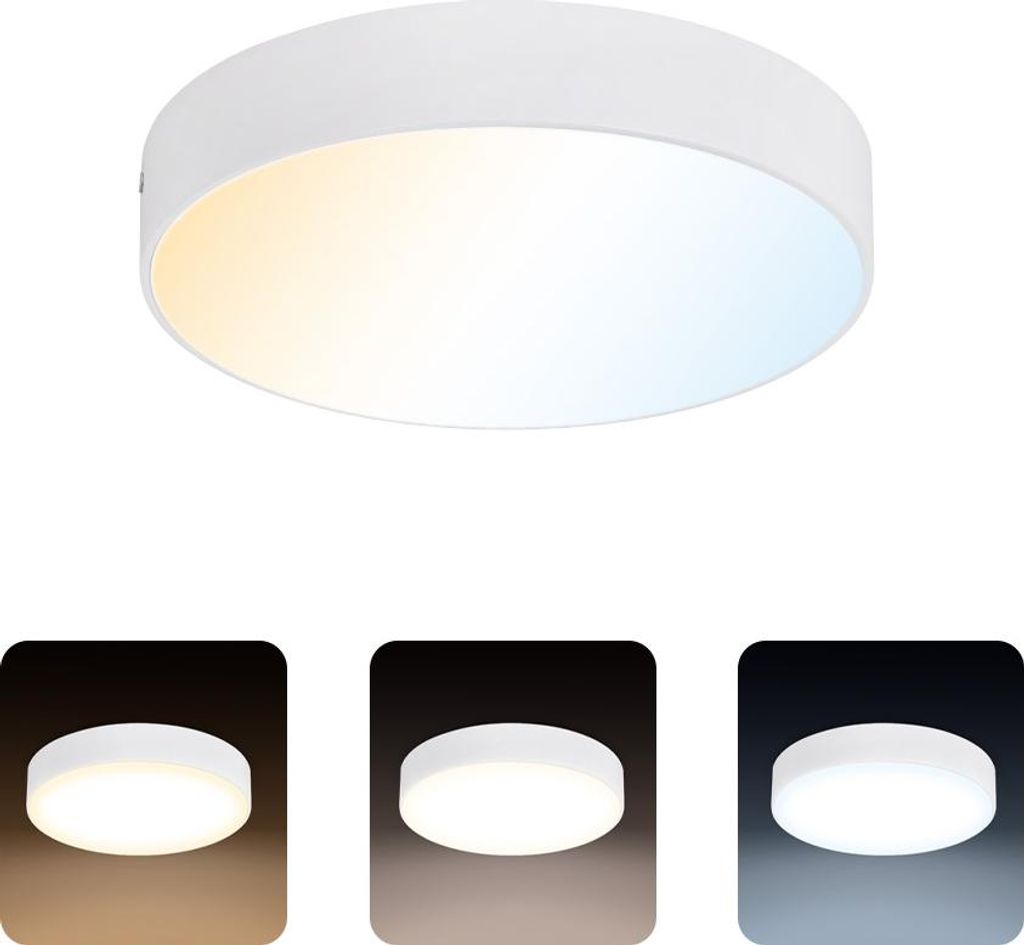 LED-Deckenleuchte CATALINA 12W 1050lm 3CCT IP20 rund weiß | HOROZ
