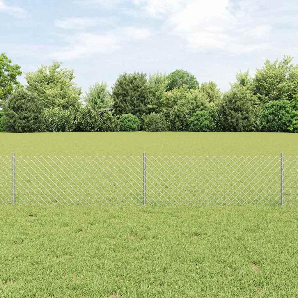 Zaun mit Pfosten Silber 0,4 x 25 m Stahl