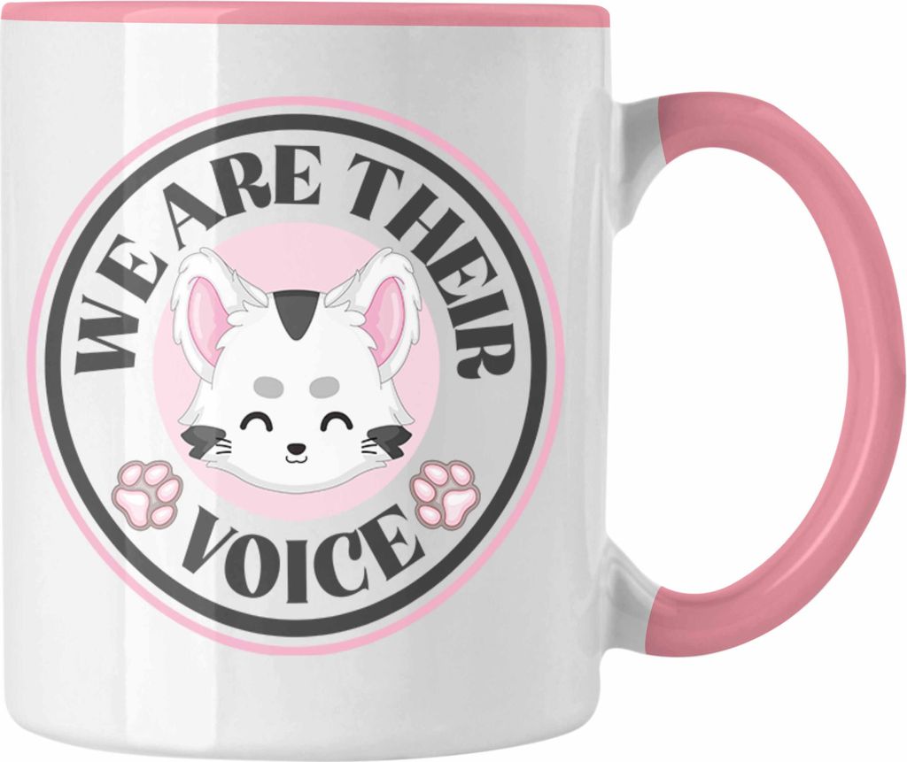 Trendation - Veganer Tasse Geschenk We Are Their Voice Statement Vegetarier Geschenkidee Tierschutz Tierschützer (Rosa)