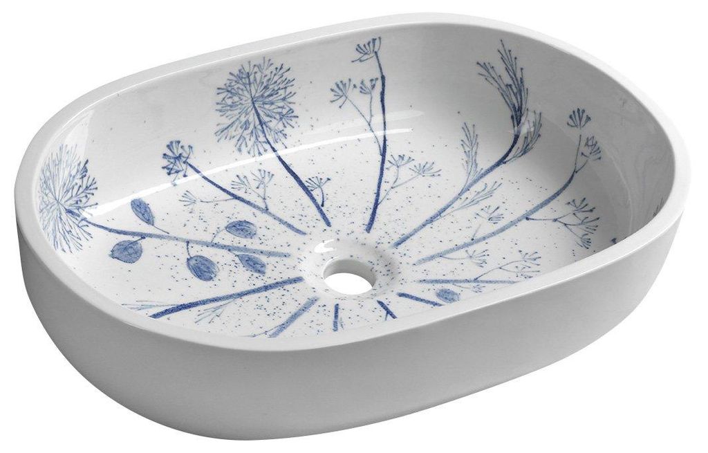 Sapho PRIORI Keramik-Waschtisch 60x40cm, Weiß mit blau Produktbild 