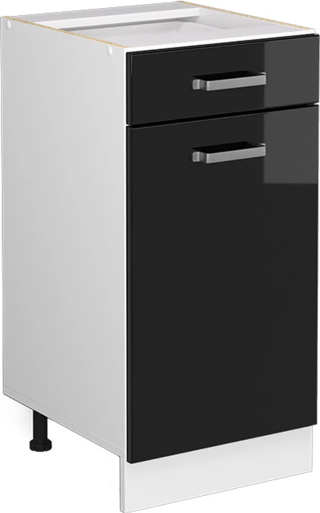 Vicco Mobiletto R-Line 40 cm Cucina Nero Lucido Design Moderno
