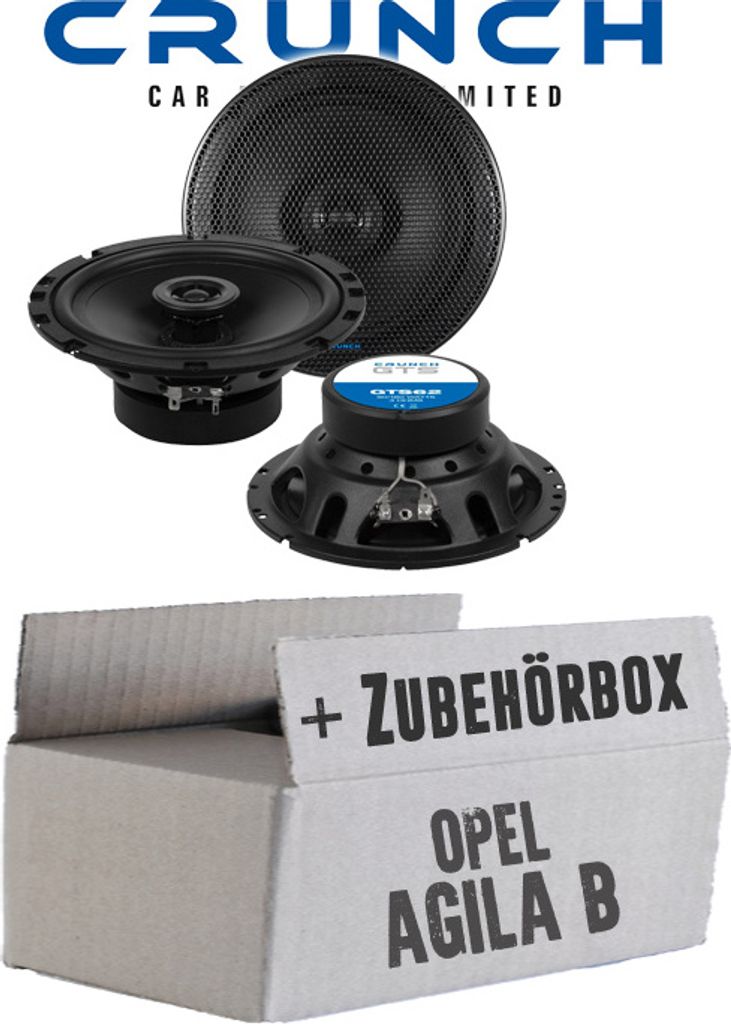 Opel Agila B - Lautsprecher Boxen Crunch GTS62 - 16,5cm 2-Wege Koax GTS 62 Auto Einbauzubehör - Einbauset