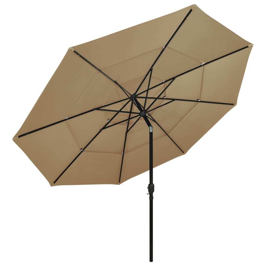 vidaXL Parasol avec mât en aluminium 3 couches Taupe 3,5 m Image du produit 