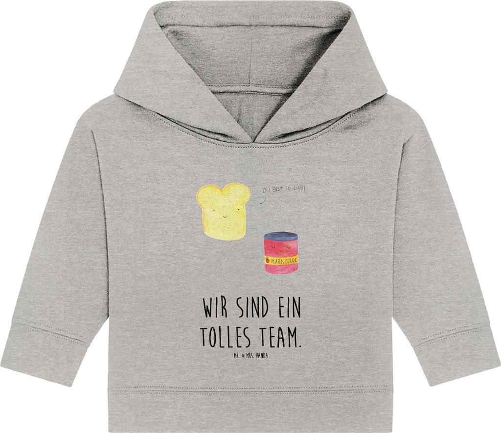 Mr. & Mrs. Panda Organic Baby Hoodie Toast Marmelade 24. - 36. Monat - Heather Grey - Geschenk, Süß, Kapuzenshirt, Lustige Sprüche, Kapuzensweat...