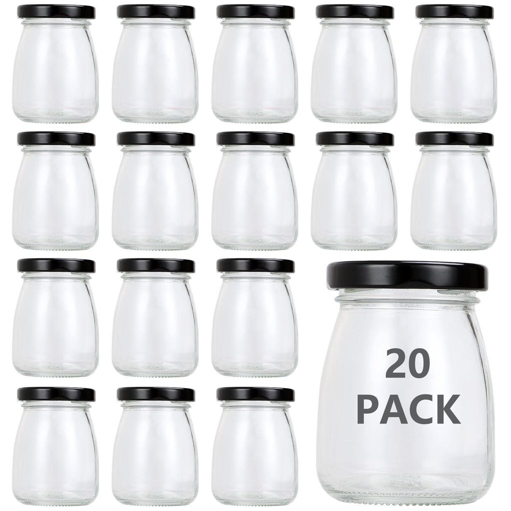 Yoghurtbekers 100 ml - 20 stuks - Glazen containers - Mini Productafbeelding 