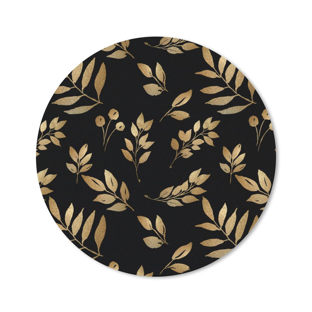 MuchoWow® Mauspad Mousepad Blatt - Muster - Gold 30x30 cm - Produktbild 