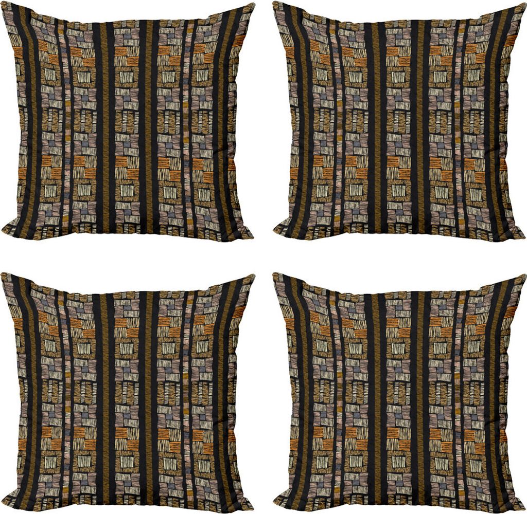 ABAKUHAUS Sambia Kissenbezug Set (4 Stück), Grunge, Moderner Doppelseitiger Digitaldruck, 60 cm x 60 cm, Mehrfarbig