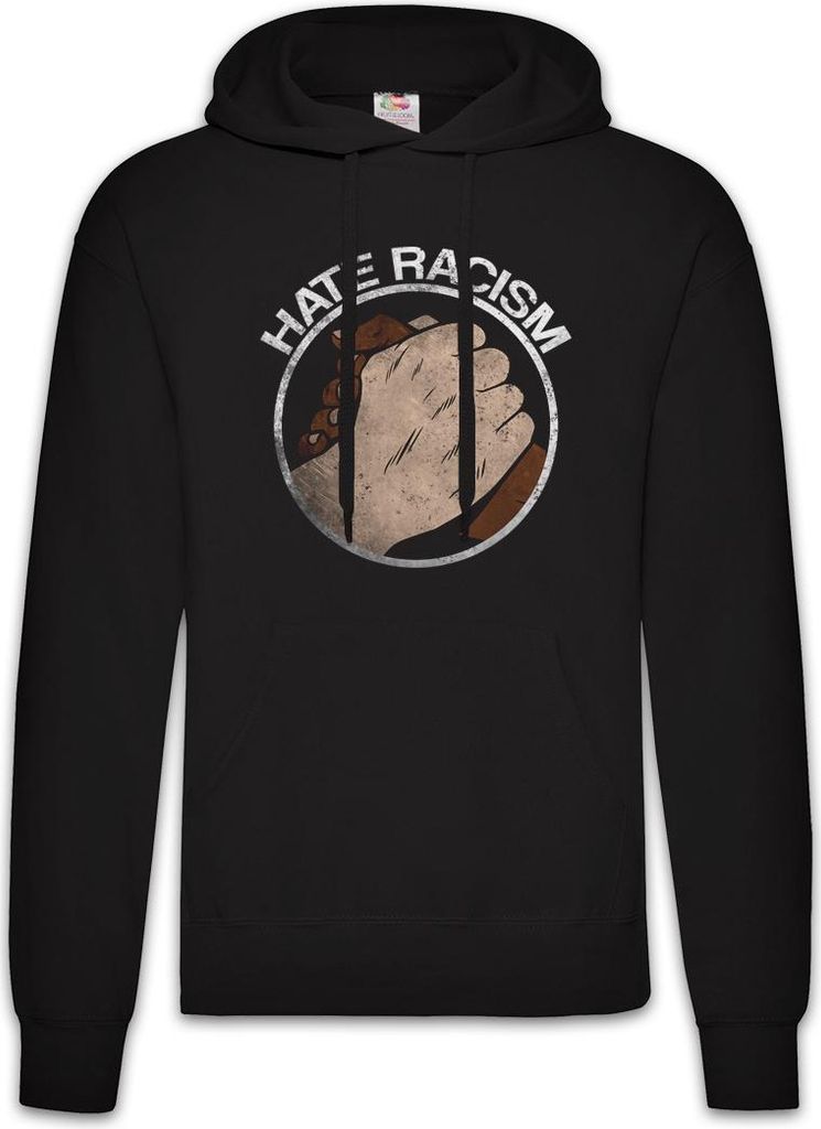 Urban Backwoods Hate Racism, Herren Hoodie, Farbe: Schwarz, Größe: L