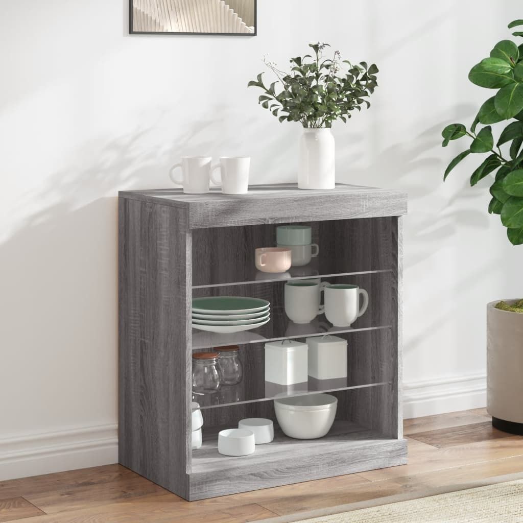 Maison Exclusive - Sideboard mit LED-Leuchten Grau Sonoma 60,5x37x67 cm