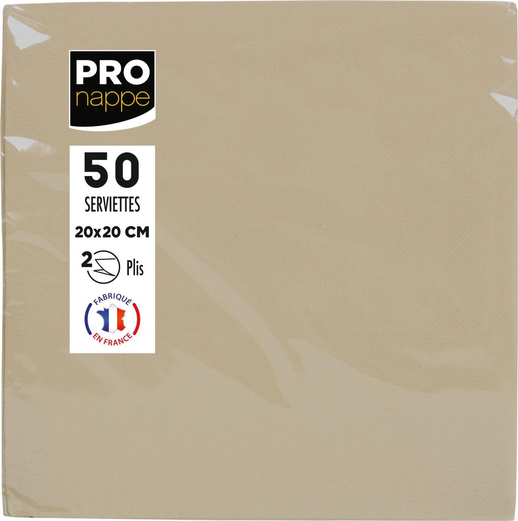 Pronappe 16x Pack 50 Cocktail-Servietten 2-lagig 20x20cm Schnurbraun SV622042I