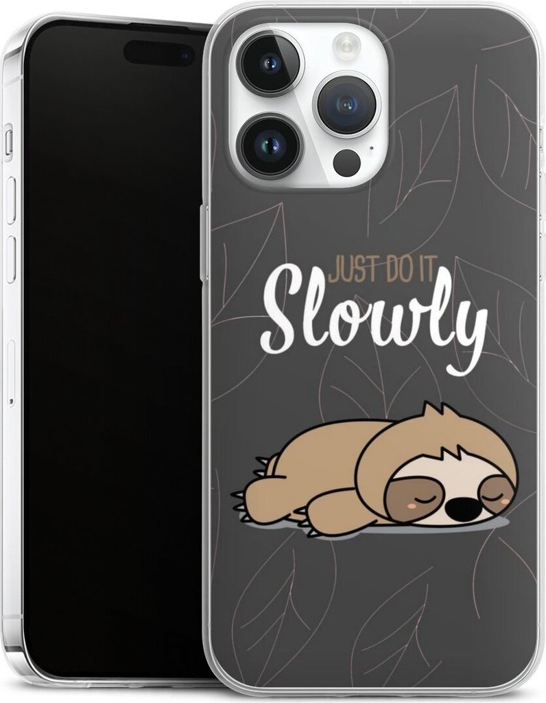 DeinDesign Slim Hülle für Apple iPhone 14 Pro Max Silikon Case Ultra Dünn Handyhülle Faultier Sprüche lazy sunday