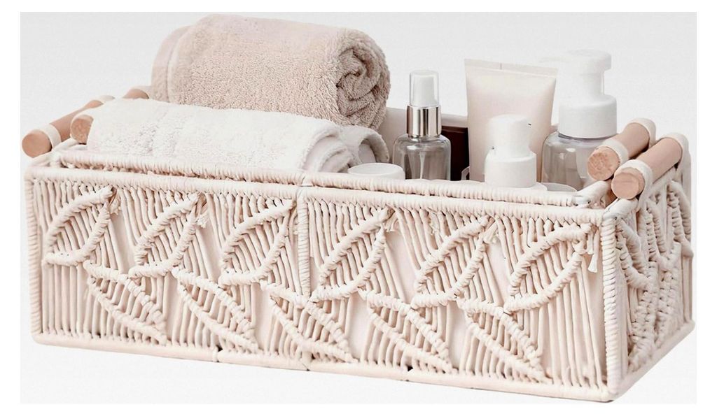 Boho Körbe zur Aufbewahrung - Dekorativer Organizer für das Badezimmer | Körbe für Regale zur Aufbewahrung | Für Badezimmer, Schlafzimmer, Woh...