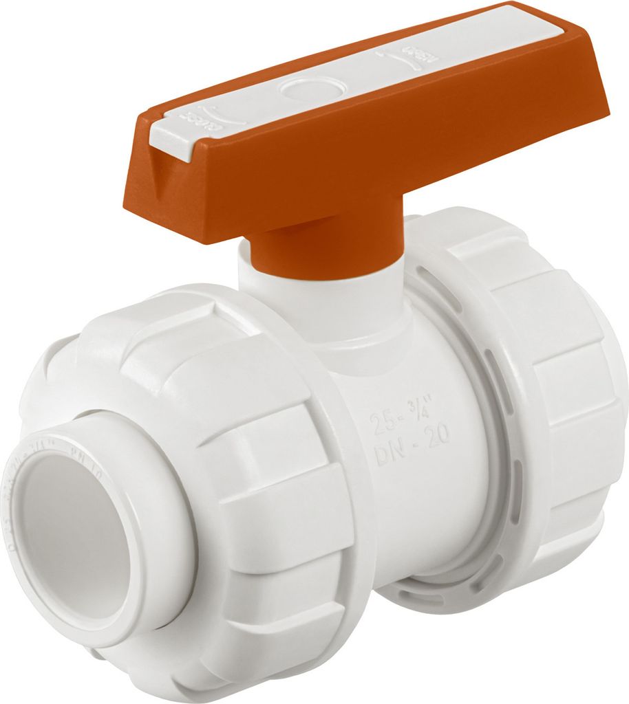 Ø 25mm, PPR Aqua Plus Kugelhahn mit Verschraubung in Weiß | Wasserrohr, Heizungsrohr Klimaleitung Fusiotherm