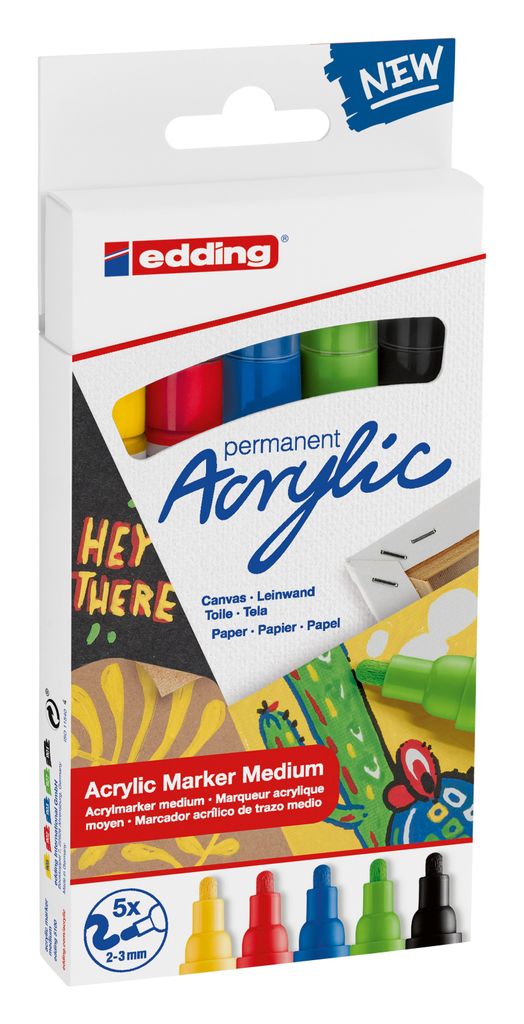 EDDING Acrylic Marker 5100 medium basic 5Stück