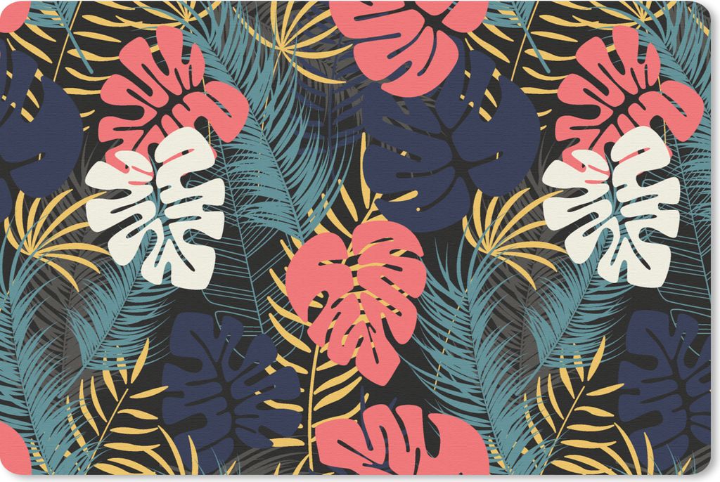 MuchoWow Mauspad Mousepad Flora - Gold - Muster - Hawaii - Tropisch 27x18 cm - Mousepads - Maus Mat - Pad - Mausunterlage - Büroartikel - Desk M...