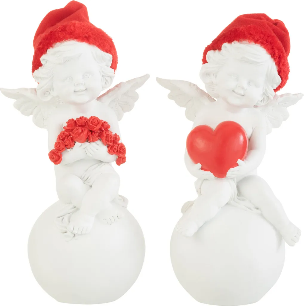 Ange sur Boule J-Line avec Chapeau Poly Rouge et Blanc Modèle Large