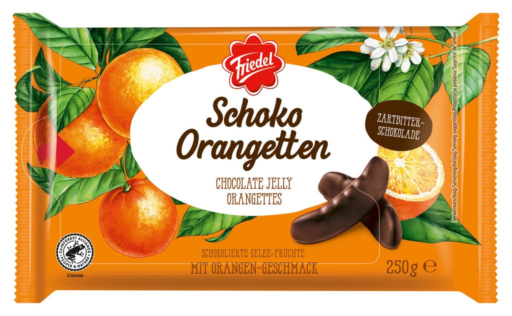 Friedel Schoko Orangetten 250g Produktbild 