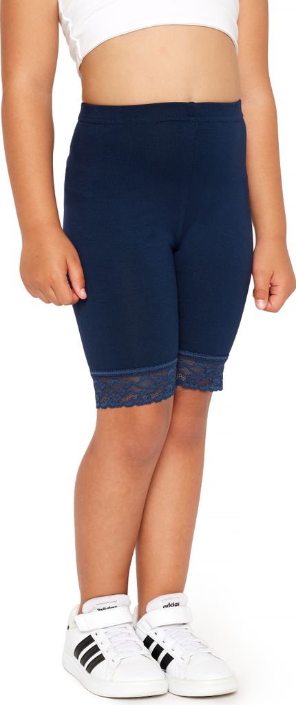 Merry Style Mädchen Kurze Leggings mit Spitze Mädchen Leggings aus Viskose MS10-434 (Marineblau, 134)