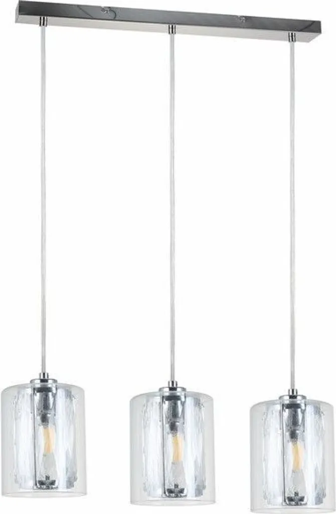 Suspension Tesh Reality chromée 3xE14 en métal - Luminaire 120x47 cm