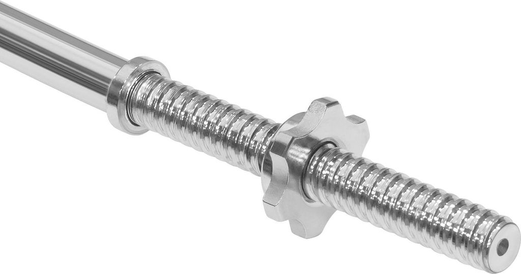 Langhantelstange leicht gebogen Stahl Chrom Gewindeklemmen 120cm 25mm Rebel