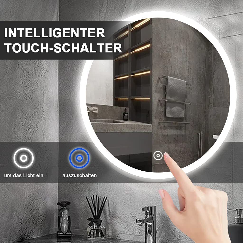 Badspiegel YOLEO mit LED-Beleuchtung in 3 Farben, Runder Produktbild 3