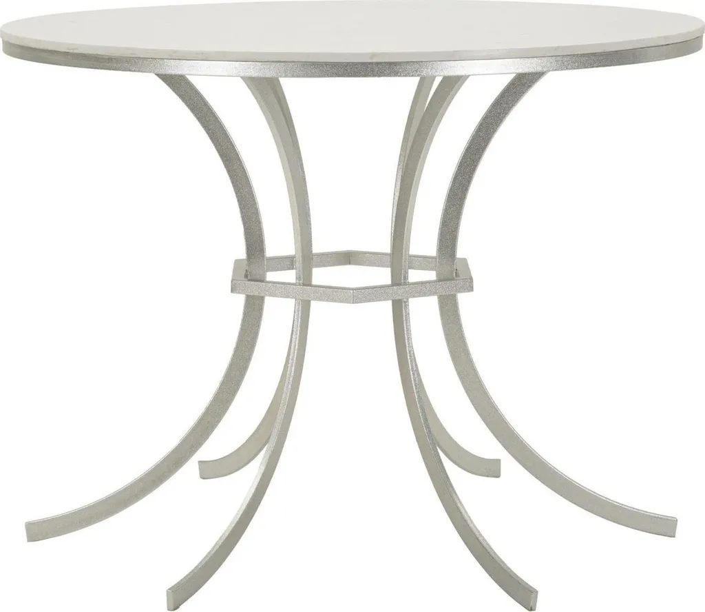 Table de cuisine design 100x100 cm marbre et argent pour petits espaces