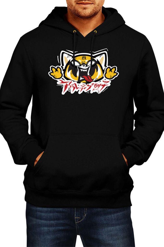 Herren Kapuzenpullover Japan Anime Manga Comics Aggretsuko 02, Man S / Schwarz