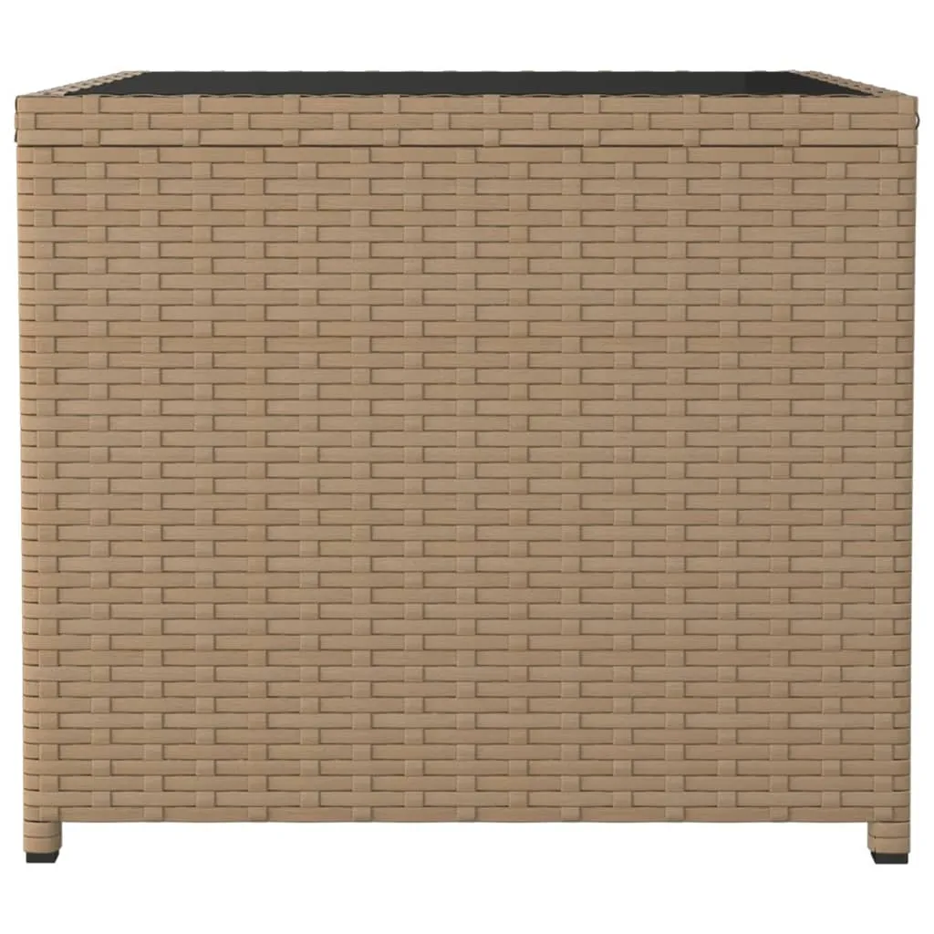 Petite table d'appoint stable en verre et polyrotin beige durable
