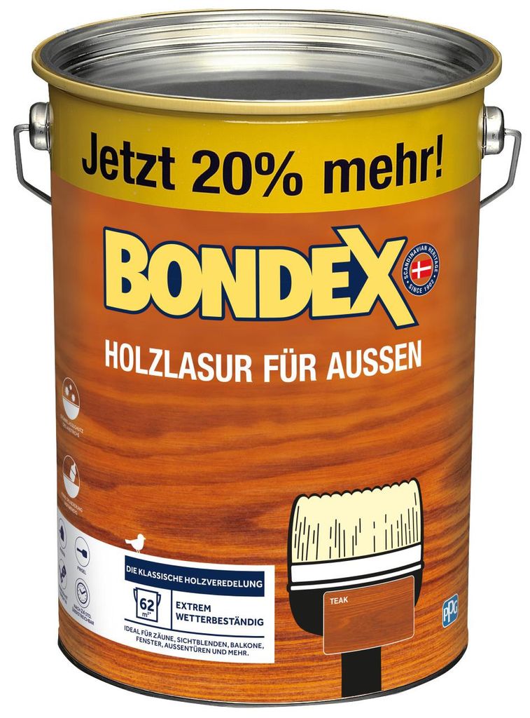 Bondex Holzlasur Für Außen 4,8 L teak Produktbild 
