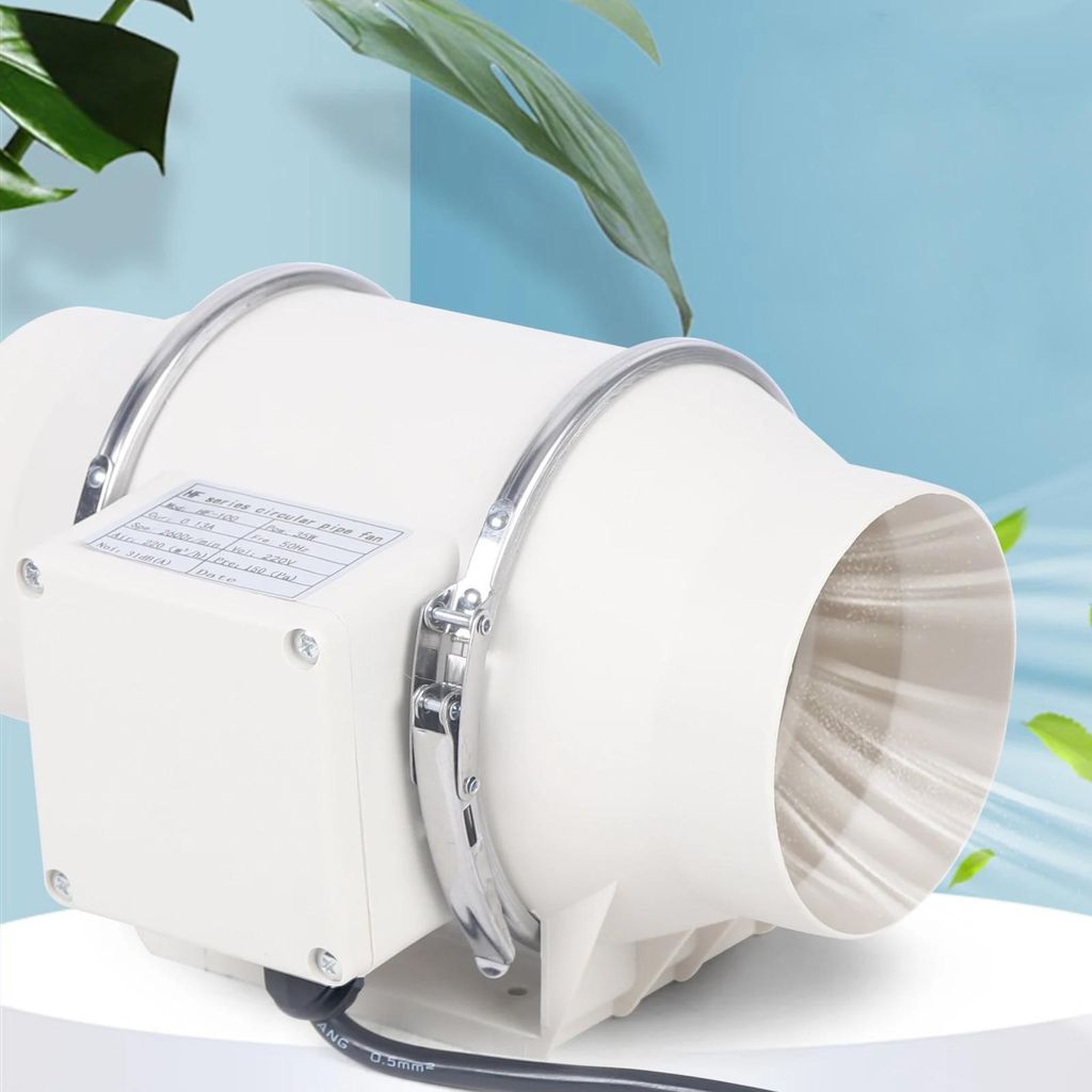Rohrventilator - HF-200P - 200 mm Kanalventilator Abluft - Für Bad & Küche - - Dunkelblau