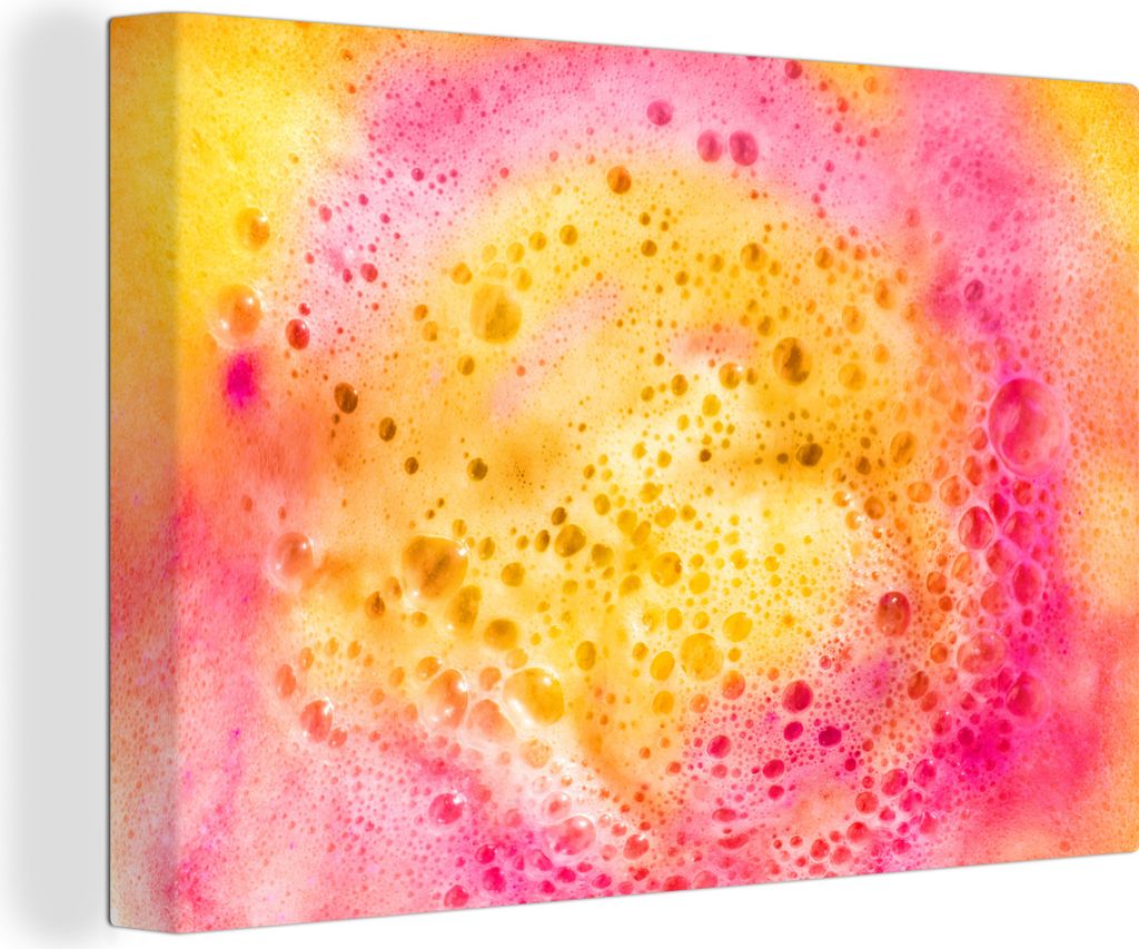 OneMillionCanvasses - Leinwandbilder - 140x90 cm, Rosa und gelbe Badebombe, Wandbilder Kunstdruck Wanddekoration - Foto auf Leinwand - Gemälde a...