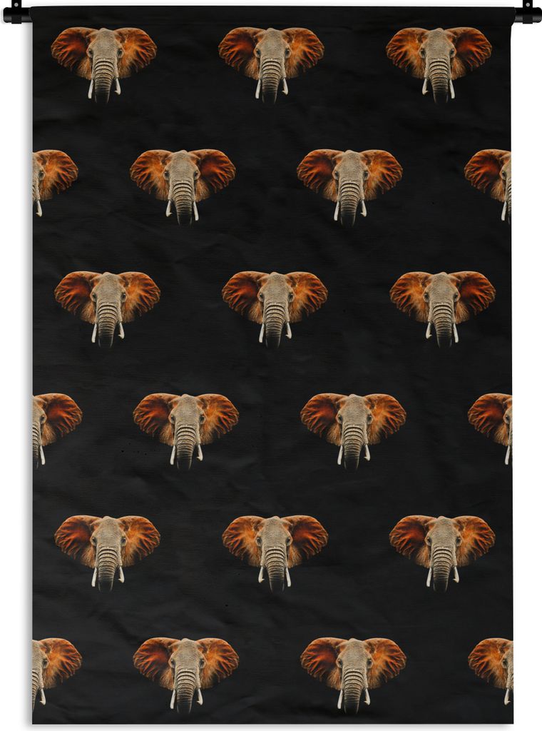 MuchoWow Wandteppich Wandbehang Elefant - Muster - Orange 60x90 cm Tapisserie Dekoration Wandtuch - Foto-Teppich - Abwaschbar