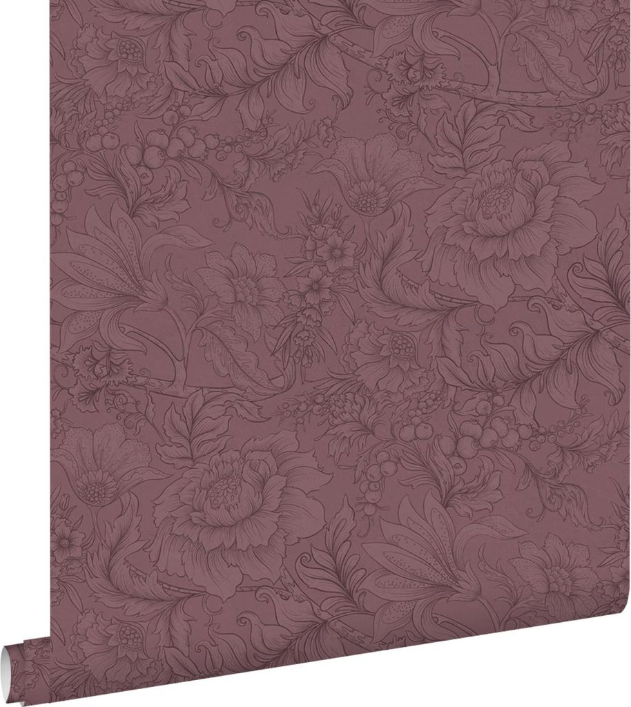 ESTAhome Tapete Blumenmuster Mauve-Violett 50 x 900 cm
