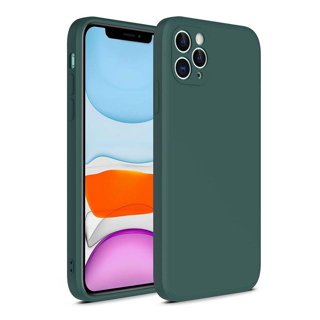 Smartphonica iPhone 12 Pro Max Silikonhülle mit weicher Innenseite - Dunkelgrün