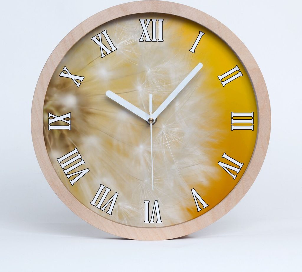 Holzuhr 30fi cm wanduhr - weiße Spitzen - Löwenzahn