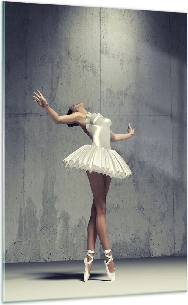 Bilder auf glas - Einteilig - Ballerina Weiß Wand - 70x100cm - Glasbilder - Wandbilder - Bilder - zum Aufhängen bereit - Wanddekoration aus Glas ...