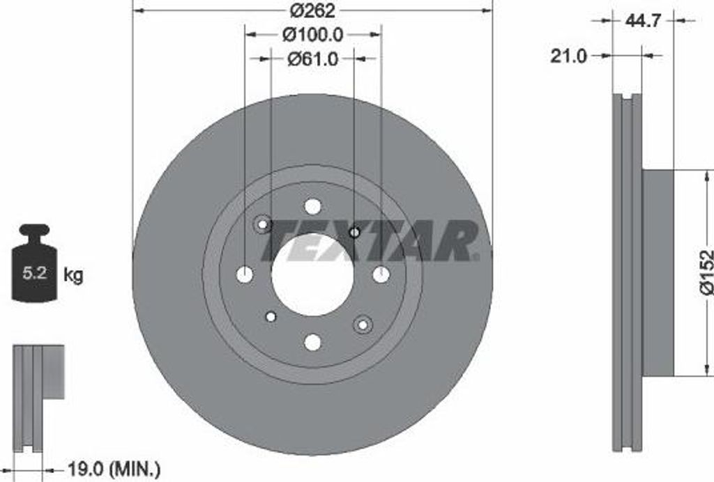 2x TEXTAR Bremsscheibe 92334003 für HONDA JAZZ V (GR_) City VII Limousine (GN)