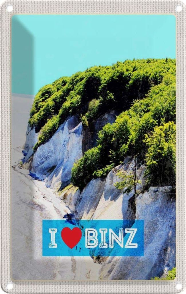 vianmo Blechschild 18x12 cm Binz Strand Wälder Bildmotiv Reisemotiv Abenteuer Reisen Urlaub
