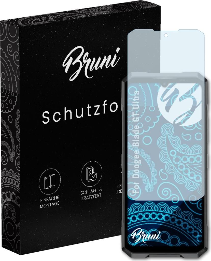 Bruni Basics-Clear 2x Schutzfolie kompatibel mit Doogee Blade GT Ultra Folie