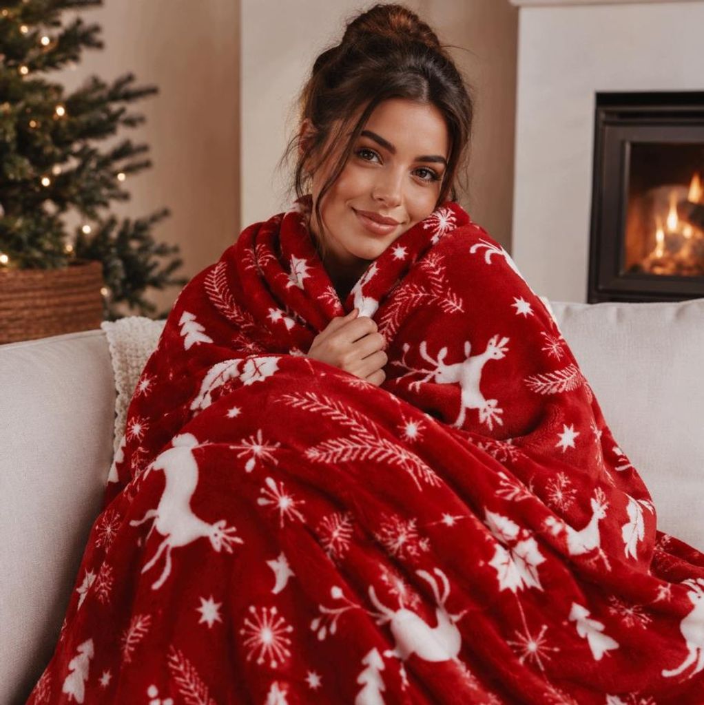 Weihnachtsdecke 130x170 cm – Kuschelige Tagesdecke für Bett
