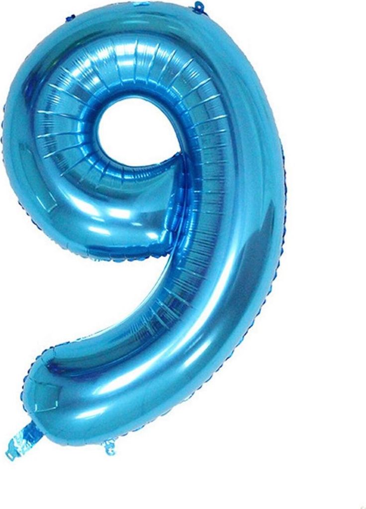 Ballon en plastique nombre 9, environ 100 cm, bleu Image du produit 