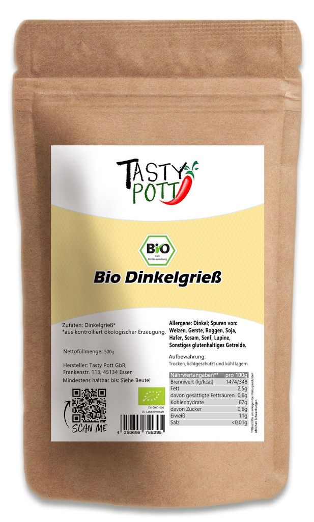 Tasty Pott Dinkelgrieß – ab 500g - 500g