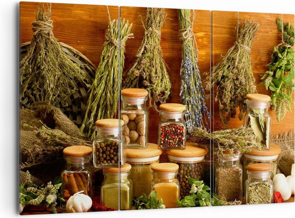 Bild auf Leinwand - Leinwandbild - Aromatisch duft flasche kräuter - 165x110cm - Wand Bild - Wanddeko - Leinwanddruck - Bilder - Kunstdruck - Lein...