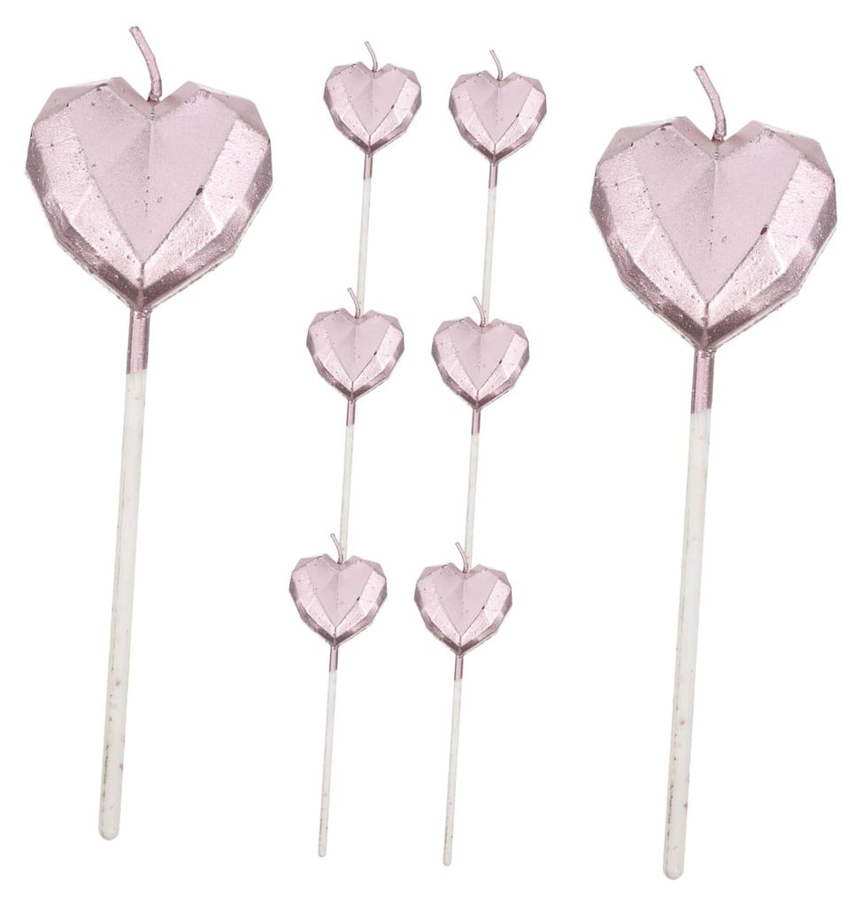 8-teiliges Herzform-Geburtstagskerzen-Set „Happy Birthday“ für Partydekoration