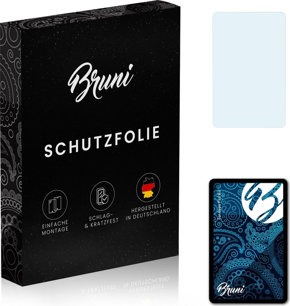 Bruni Basics-Clear 2x Schutzfolie kompatibel mit Oppo Pad Air Folie
