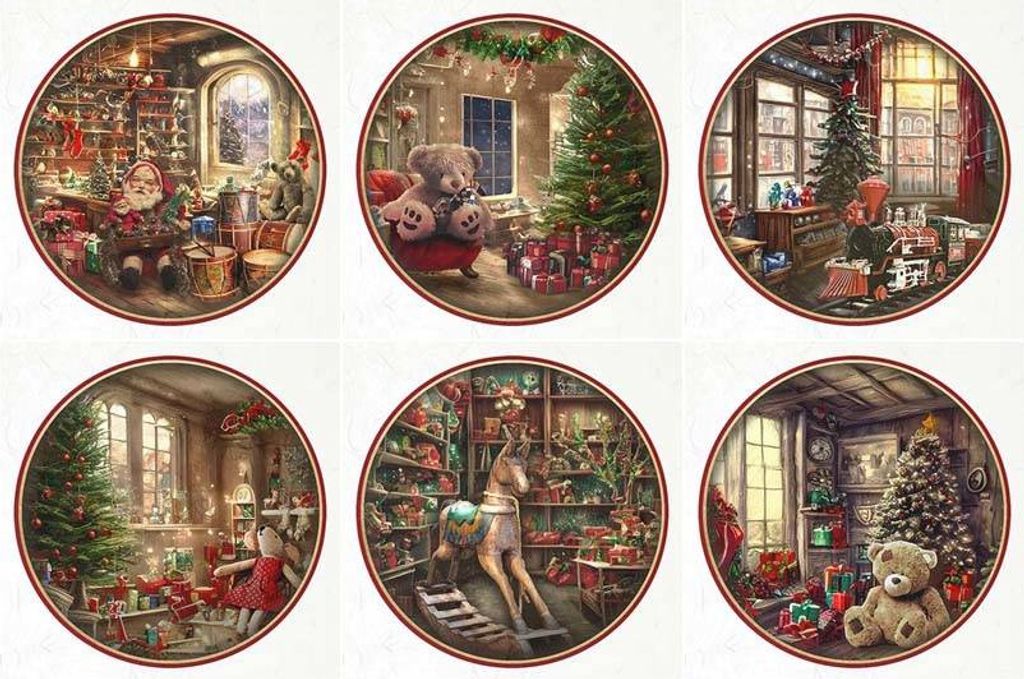 ITD Reispapier Decoupage SET Bastelpapier, rahmen vintage zeichen winter RSM060