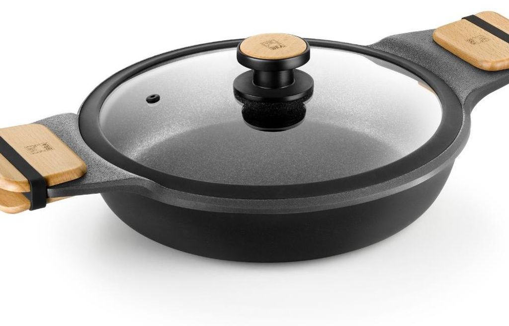 BRA Market | Niedriger Kochtopf 32 cm, Aluminiumguss mit Antihaftbeschichtung, PFOA-frei, für alle Herdarten einschließlich Induktion geeignet