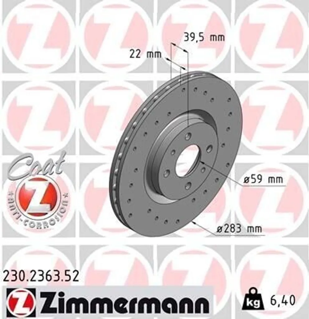 Disque de frein haute résistance 230.2363.52 pour Alfa 146 et Coupe