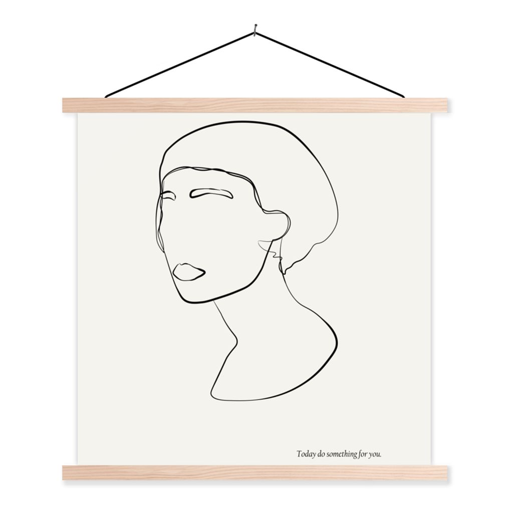 MuchoWow Textilposter Text - Frauen - Strichzeichnungen - Zitate 40x40 cm mit holzfarbenen Rahmen - Posterleiste